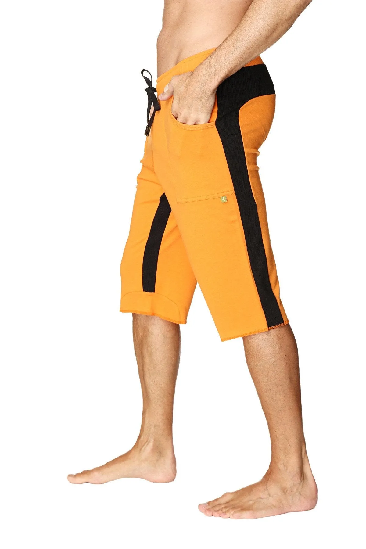 Tri-color Ultra-flex Yoga Short (Orange w/Black & Black)