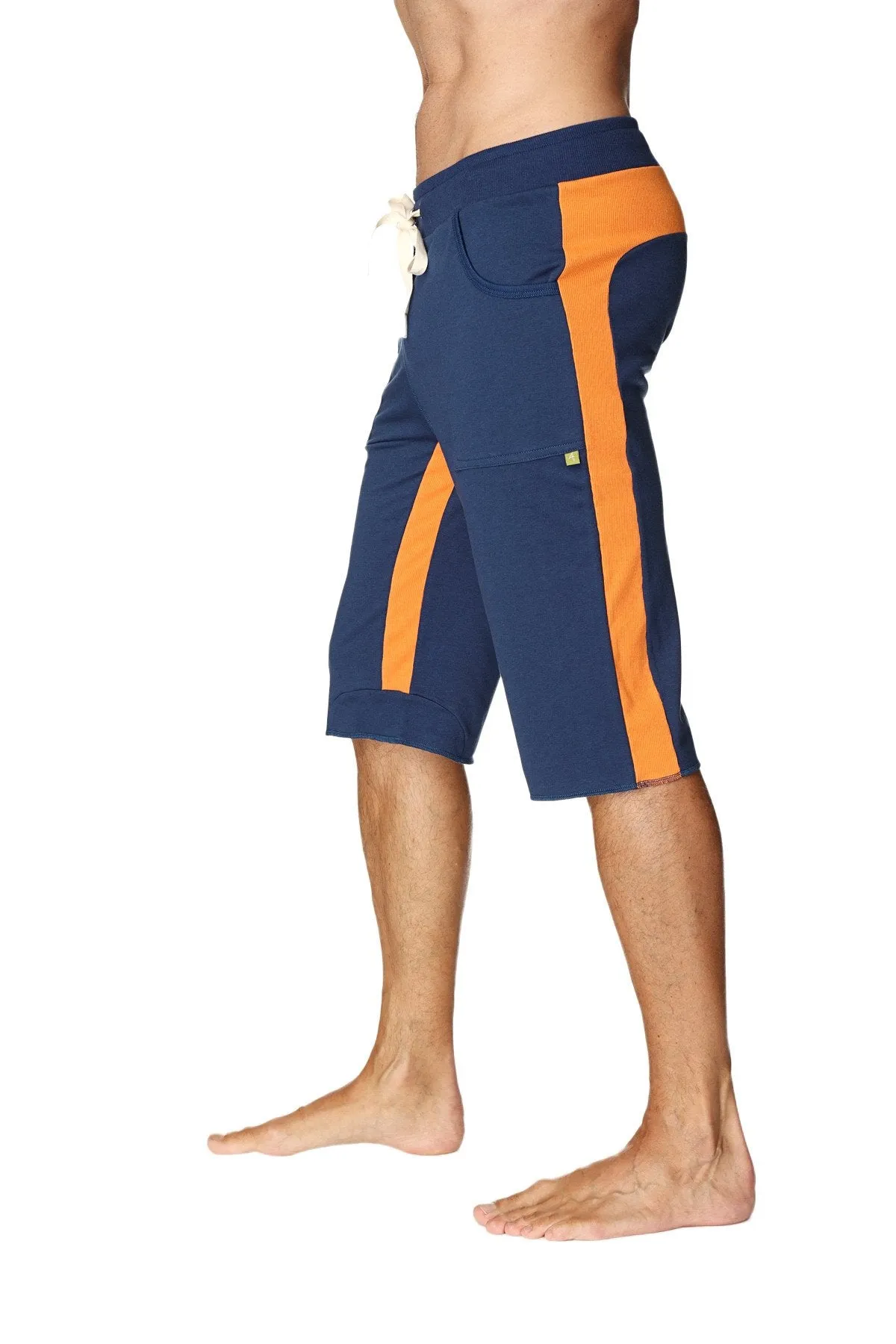 Tri-color Ultra-flex Yoga Short (Royal w/Orange & Orange)