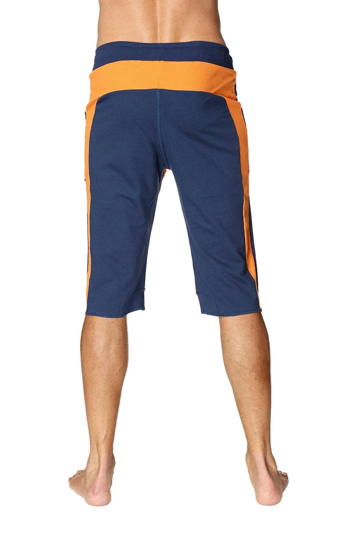 Tri-color Ultra-flex Yoga Short (Royal w/Orange & Orange)