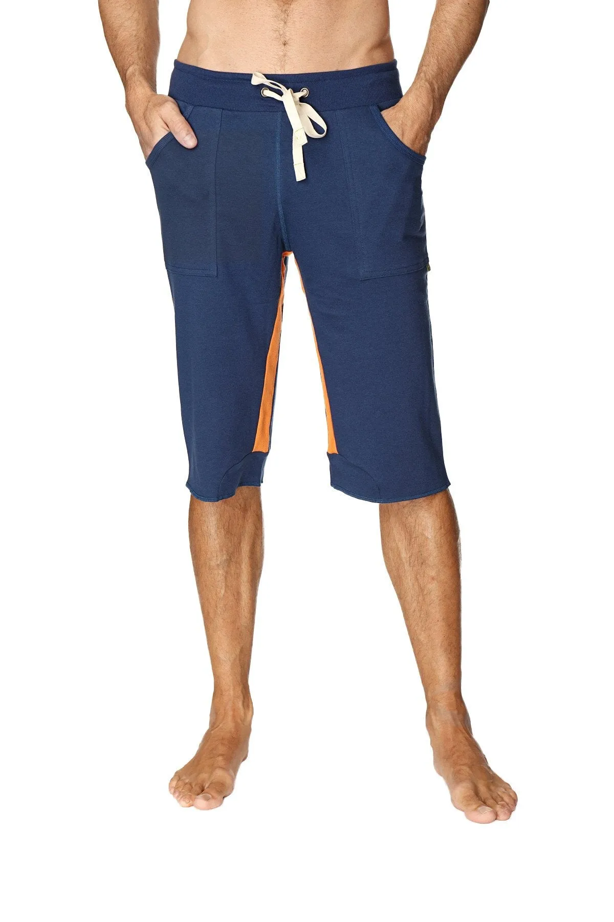 Tri-color Ultra-flex Yoga Short (Royal w/Orange & Orange)