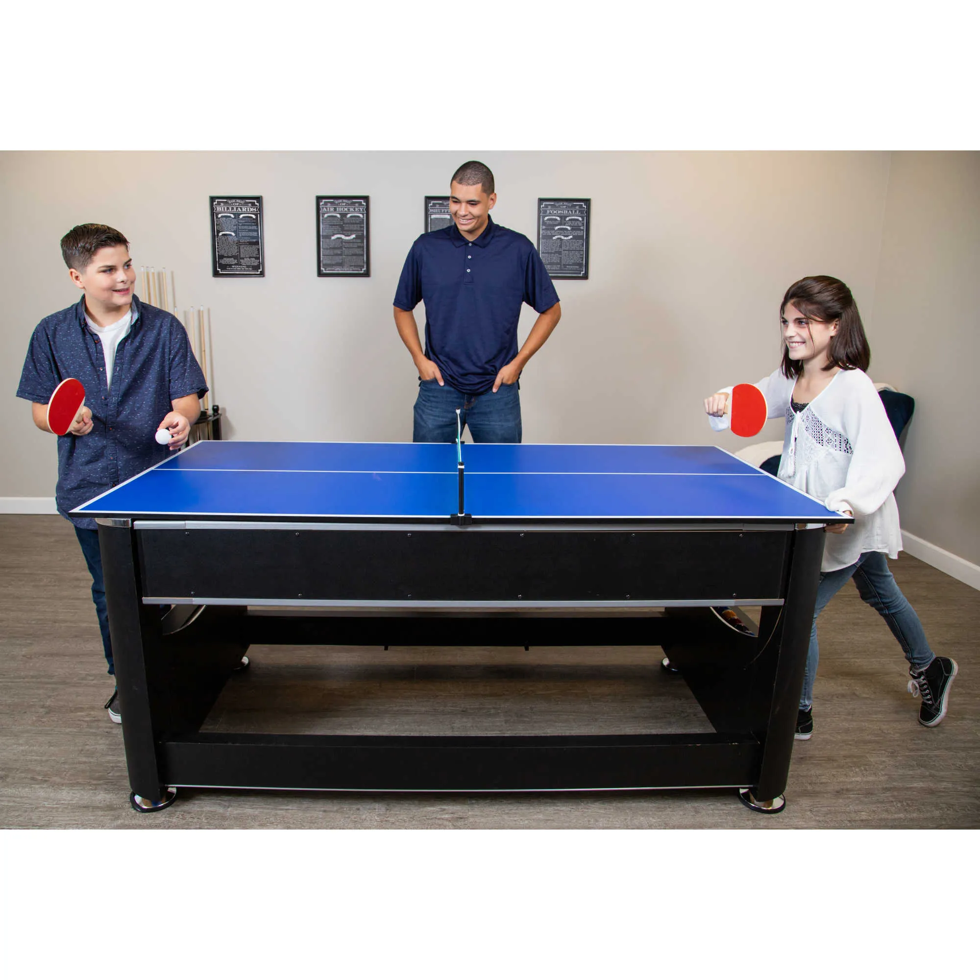 Triple Threat 6-ft Air Hockey 3-in-1 Rotating Multi-Game Table and Cabinet