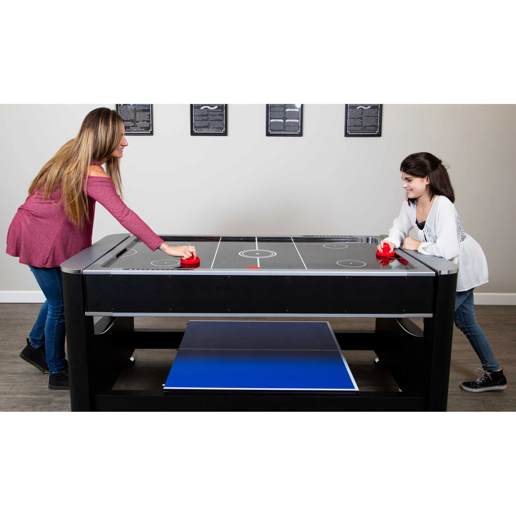 Triple Threat 6-ft Air Hockey 3-in-1 Rotating Multi-Game Table and Cabinet