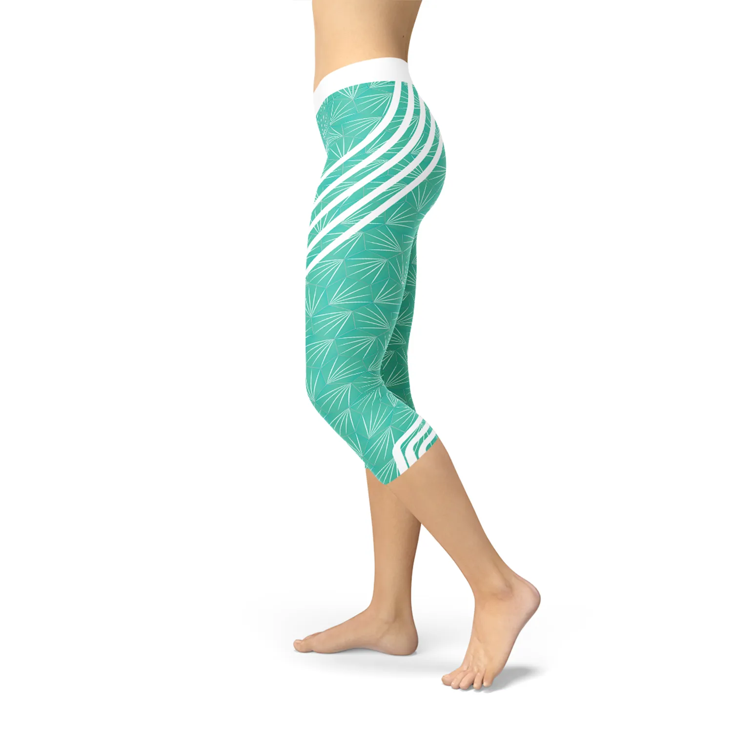 Turquoise Sports Capri Leggings