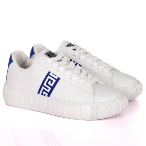 Vers Crested Belt Logo Designed White Sole Lace Up Sneakers