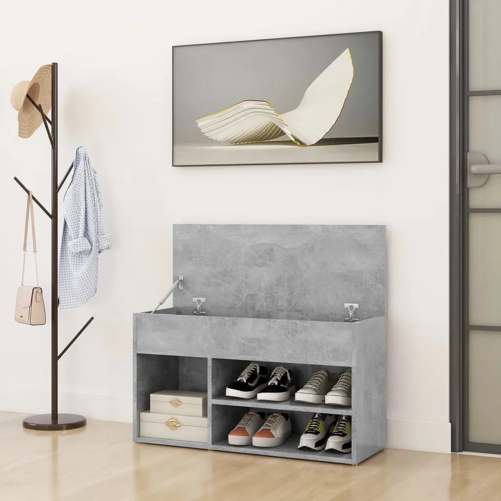 vidaXL Shoe Bench Concrete Grey 80x30x45 cm Engineered Wood