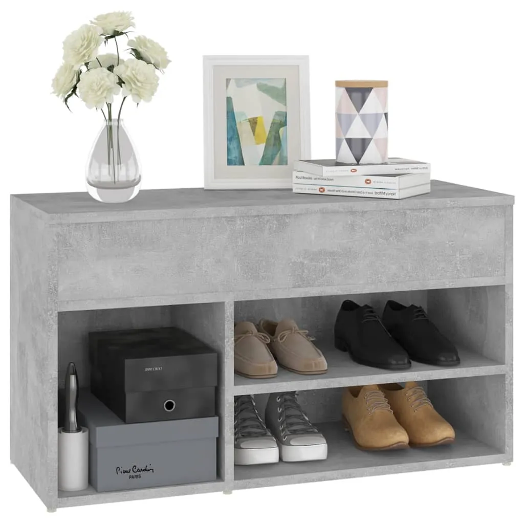 vidaXL Shoe Bench Concrete Grey 80x30x45 cm Engineered Wood