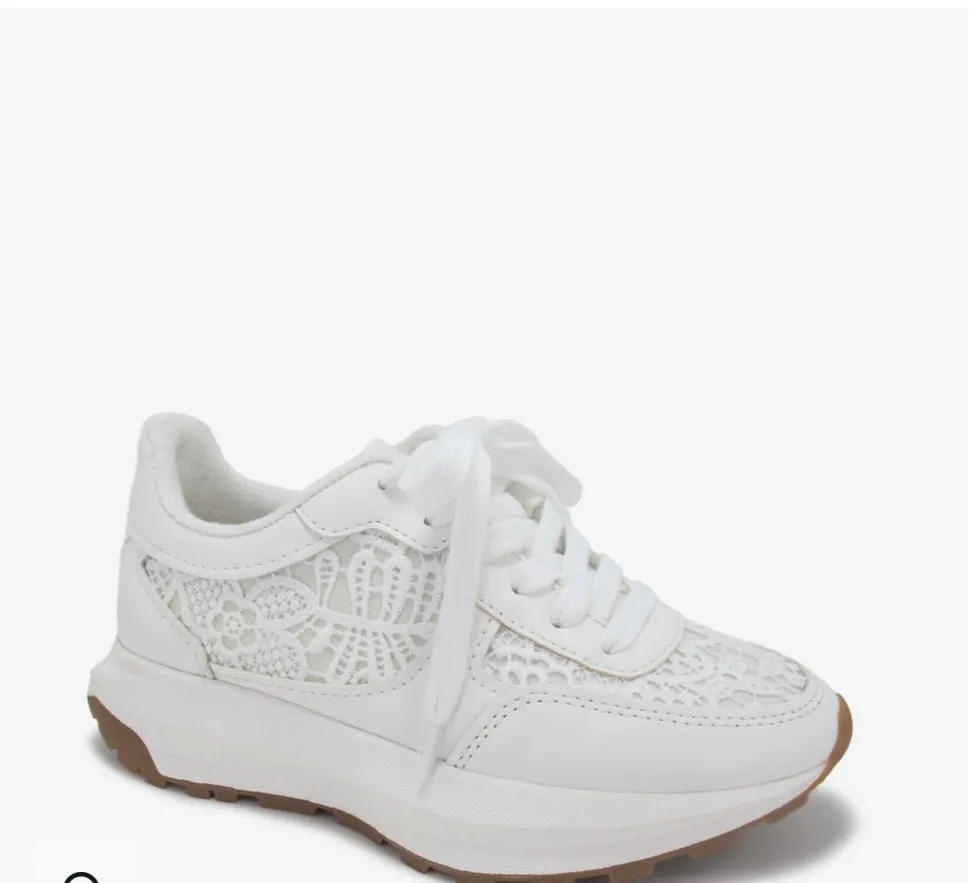 Watson White Lace Crochet Tennis Shoes