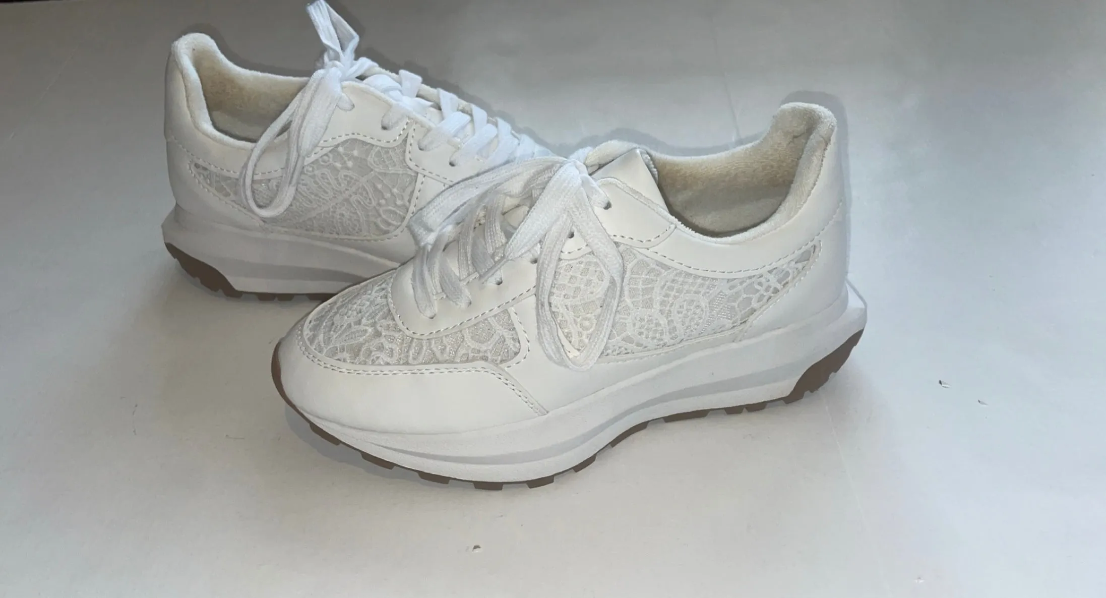 Watson White Lace Crochet Tennis Shoes