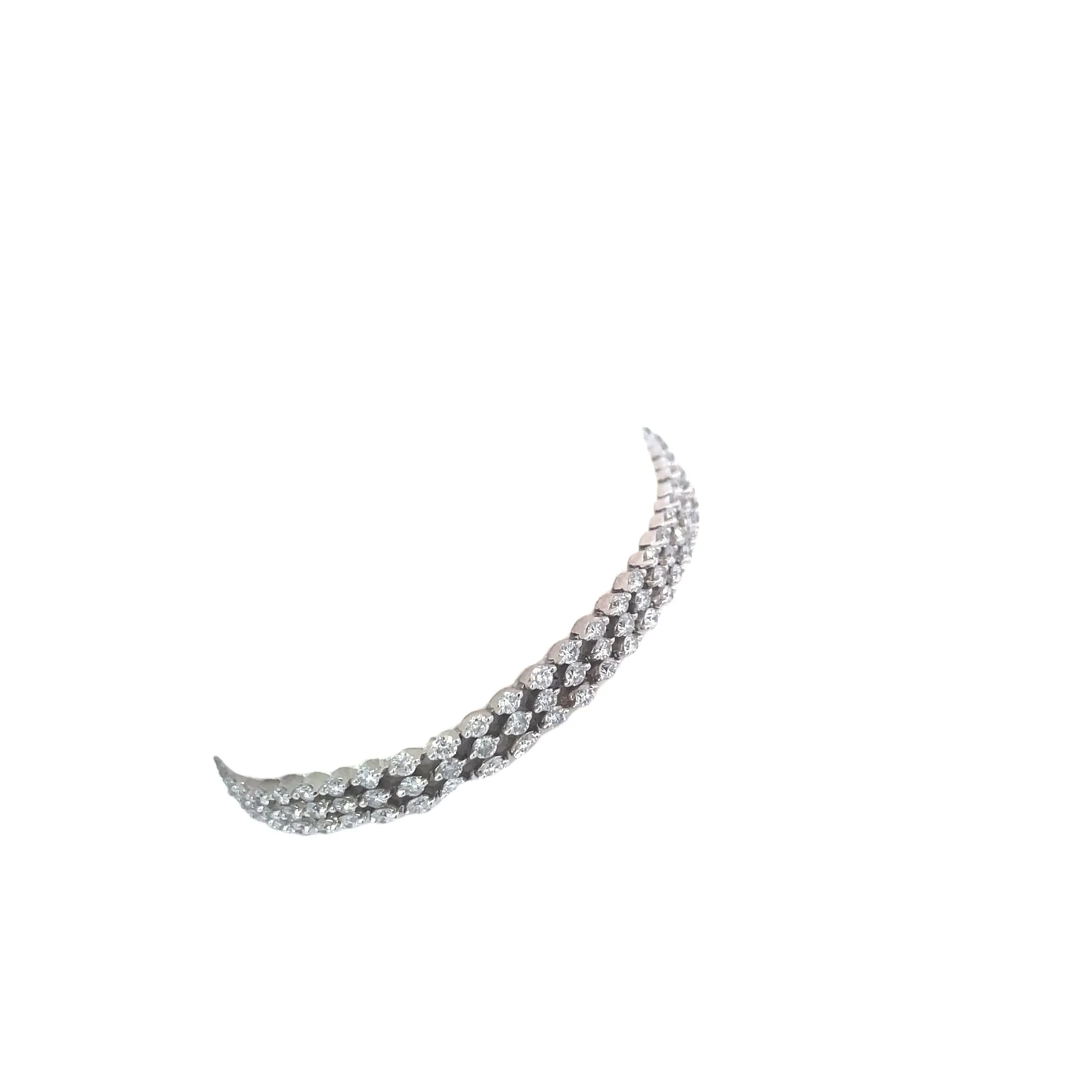 White Gold Diamond 3 Strand Tennis Bracelet