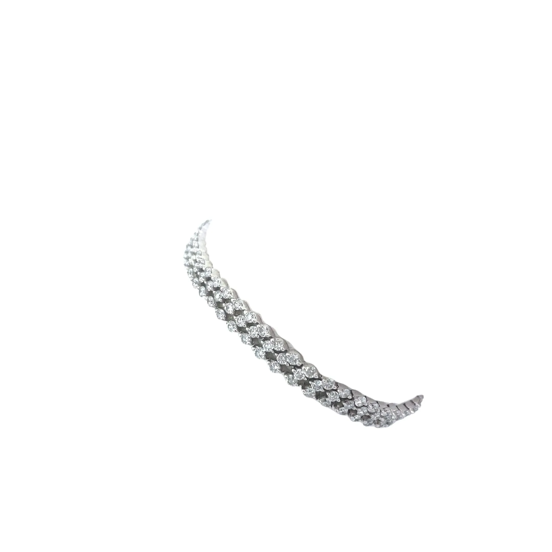 White Gold Diamond 3 Strand Tennis Bracelet