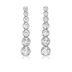 White Gold Large Graduated Diamond Tennis Studs