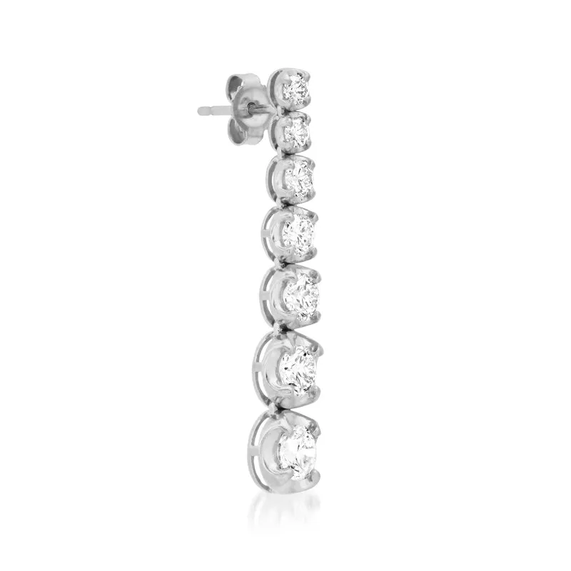 White Gold Large Graduated Diamond Tennis Studs