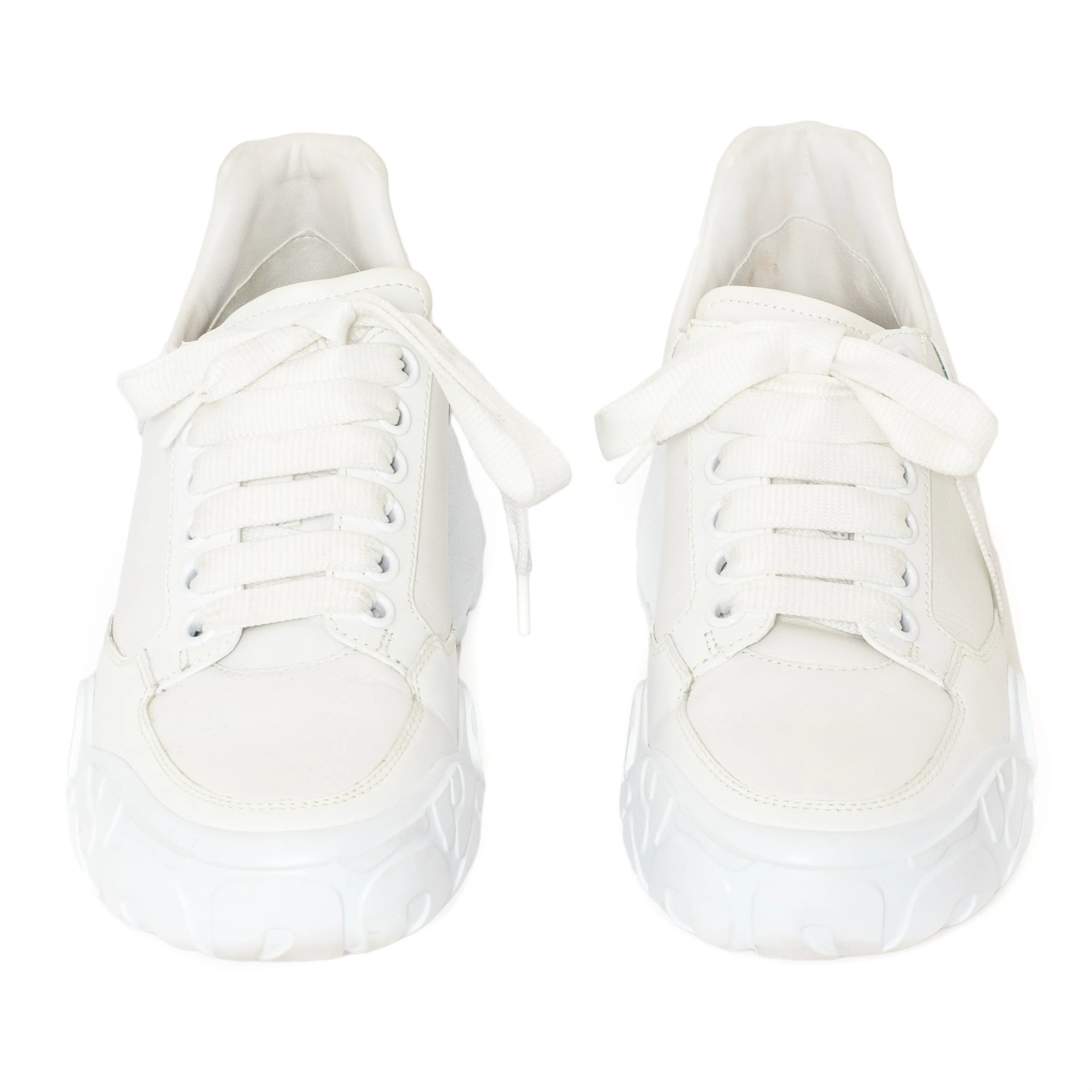 White Leather Court Low-Top Sneakers 38