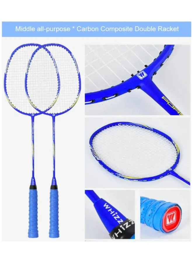 Whizz ED02 2 PCS Badminton Racket Set for Family Game, School Sports, Lightweight with Full Cover for Indoor and Outdoor Play