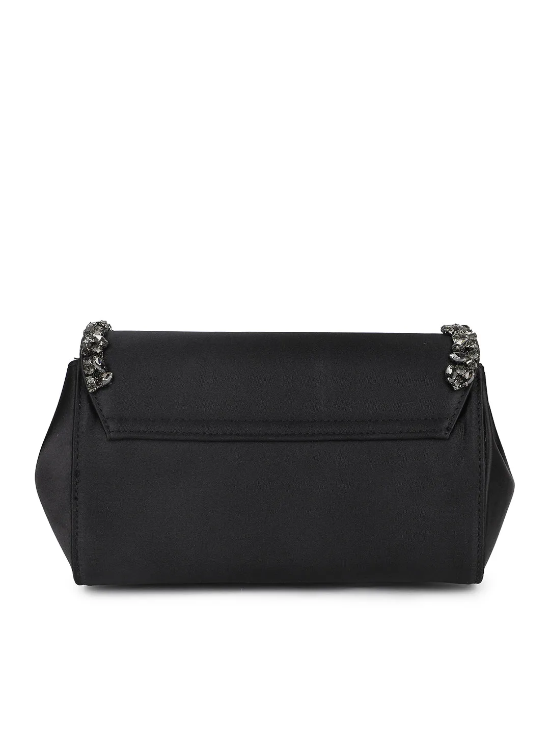 Women Black Toned Embellished Envelope Clutch