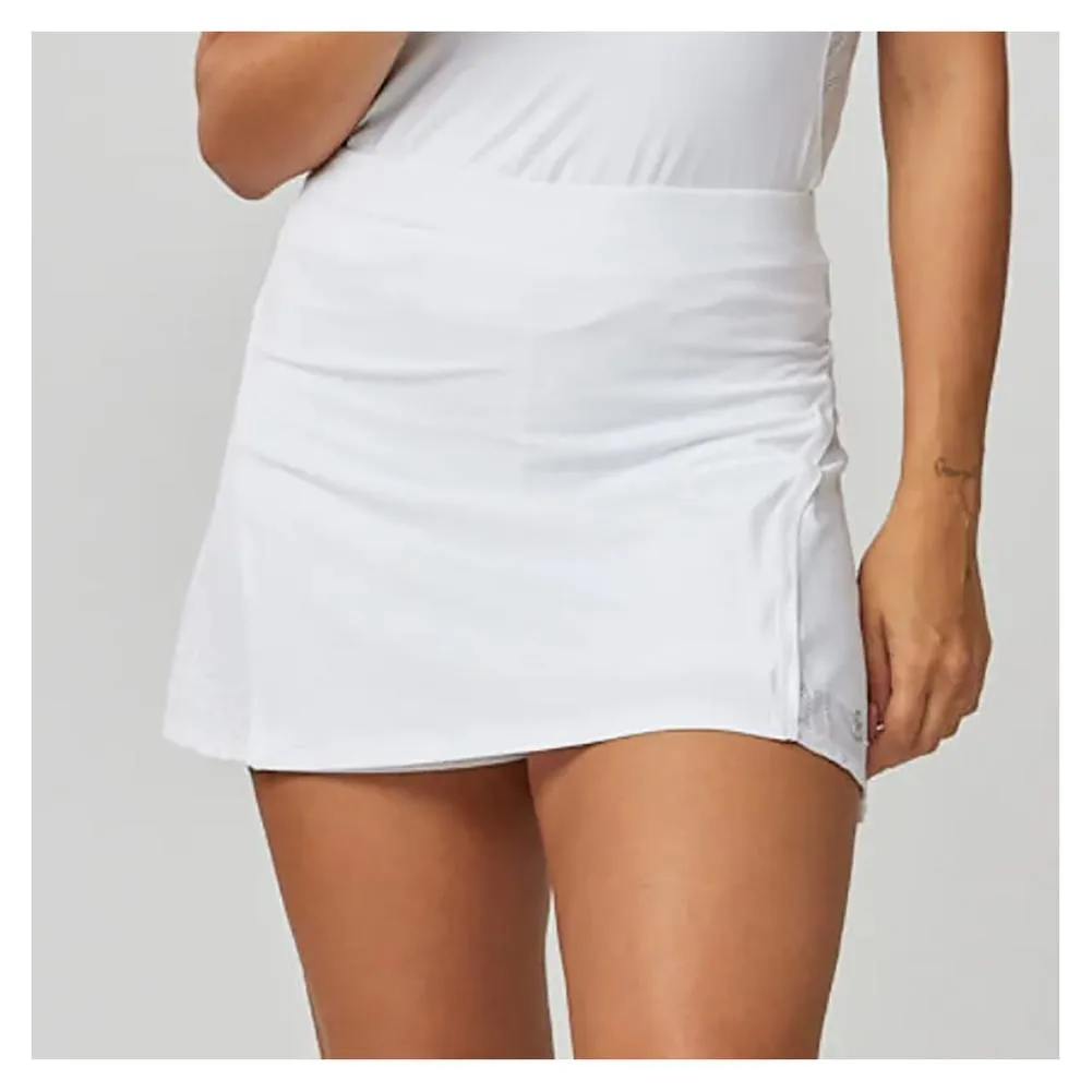 Women's 14 Inch High Waisted Diamond Jacquard Tennis Skort White