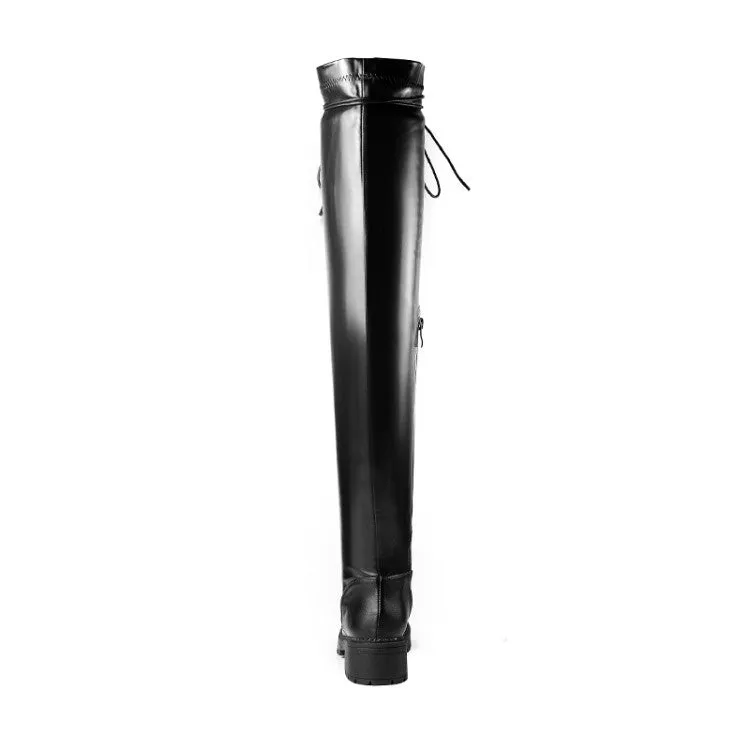 Women's Lace Up High Heel Knee High Boots