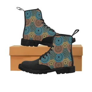 Women's Multi-Metallic Mandala Print Canvas Boots