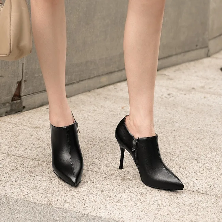 Women's Pointed Toe Side Zippers Stiletto Heel Ankle Boots