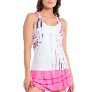 Women`s Prep It Up Tennis Tank with Bra White