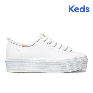 Women's Triple Up Leather Platform Sneaker White (WH61626)