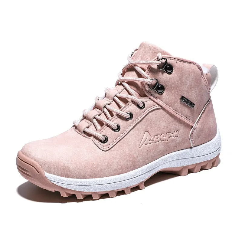 Women's winter thermal velvet pretty pink sweet joker slip resistant high top sneakers