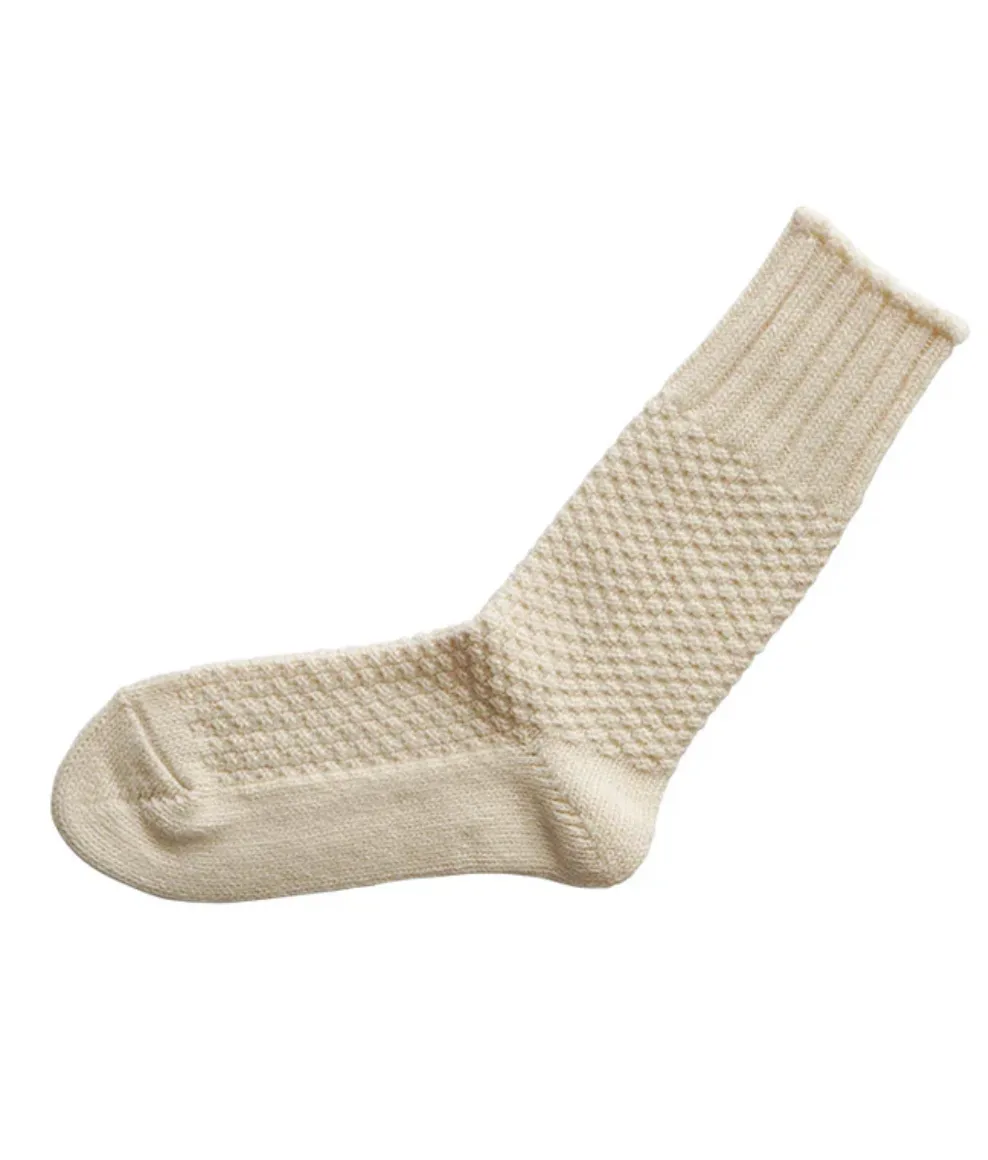 Wool Cotton Boot Socks in Ivory