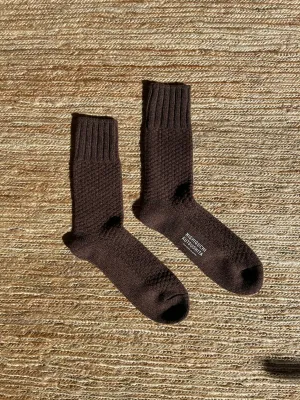 Wool Cotton Boot Socks in Mocha Brown