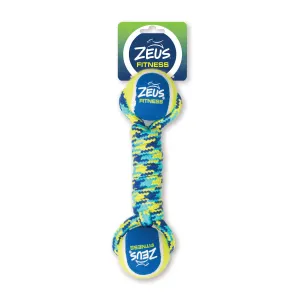 Zeus Fitness Dog Toys Double Tennis Ball Rope Dumbbell with Tennis Ball Medium 6.35cm