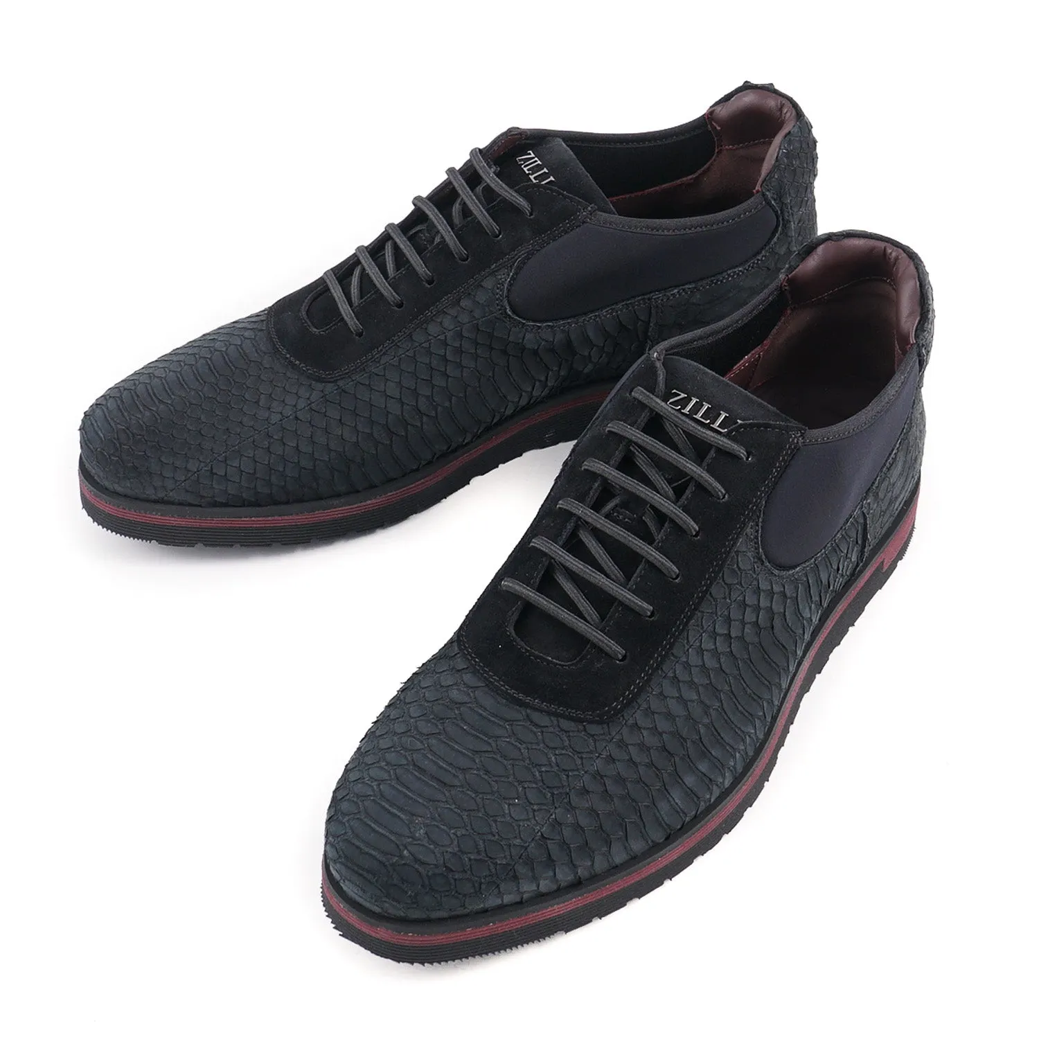 Zilli Matte Black Python Sneakers